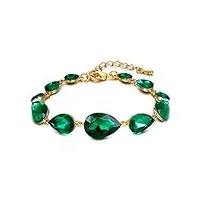 clearine bracelet concis femme forme de goutte d'eau cristal strass bijou cadeau ton d'or vert