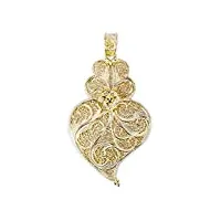 vianas pendentif en forme de cœur en filigrane portugais en argent plaqué or hauteur : 6 cm