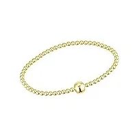 materia bracelet de perles pour femme et fille - bracelet extensible en argent 925 - or rose, noir ou argent - 17-22 mm, 17 centimeters, argent sterling