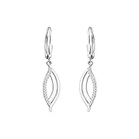 sofia milani - boucles d'oreilles pour femmes en argent 925 - avec pierre de zircon - boucles d'oreilles dangle avec motif en forme d'ovale - 20563