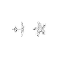 sofia milani - boucles d'oreilles pour femmes en argent 925 - avec pierre de zircon - boucles d'oreilles avec motif en forme de clous d'Étoile de mer - 20575