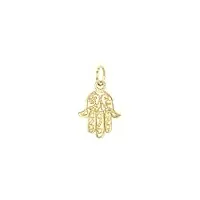 lucchetta - pendentif main de fatma or jaune 14 carats pour femme - charm hamsa hand pour colliers et bracelets - bijou authentique avec certificat d'or véritable