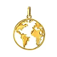 clever schmuck pendentif en or pour homme et femme - motif carte du monde - brillant - diamètre : 19 mm - or 333 8 carats