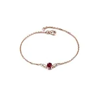 bracelet en or avec rubis naturel 0,5 ct pour femme (or rose 18 carats)