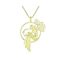 starchenie collier femme or 18k avec pendentif talisman en argent sterling motif fée de la lune