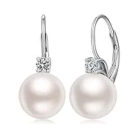 boucles d'oreilles perle pendantes femmes argent sterling maman cadeau noël anniversaire mariage c:argento