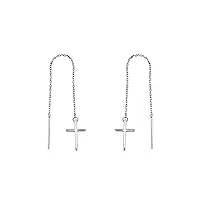 sofia milani - boucles d'oreilles pour femmes en argent 925 - boucle d'oreille à fil avec motif en forme de chaîne de croix - 20601
