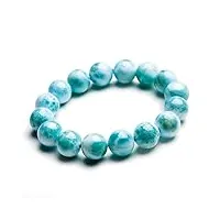 duovekt bracelet en pierre de larimar naturelle de 13 mm pour homme et femme, cadeau d'anniversaire, bijou en cristal, pierres précieuses bleues rondes aaaa