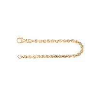 edelweiss bracelet chaîne maille corde creuse en or jaune 585/1000 18 cm,3,3 mm avec fermoir mousqueton - bijoux pour femme