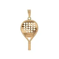 priority pendentif en forme de raquette de padel en or 18 carats avec pale de padel et pendentif en forme de raquette de padel doré