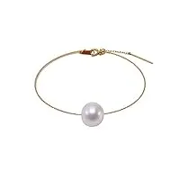 bracelet chaîne en or 18 carats avec une perle blanche de 12,5 mm, 6.5 inches, perle, perle