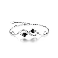bracelet d'amour pour femmes infinity, en argent massif-925 bracelet réglable charm forever pour femmes et filles (silver)