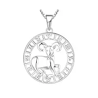 yl argent bélier collier-925 sterling argent horoscope zodiac 12 constellation pendentif collier pour femmes et filles