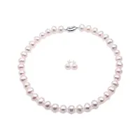jyx parure de perles aaaa 11,5 à 12,5 mm avec collier et boucles d'oreilles en perles de culture d'eau douce rose
