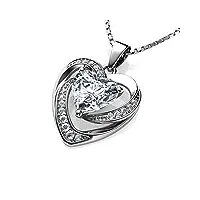dephini - collier en forme de cœur blanc – argent sterling 925 – pendentif en cristal cz – pierre de naissance – bijoux fins d'amour