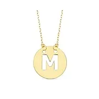 alda gioielli collier avec pendentif lettre m en or jaune 18 carats 42 cm