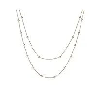 happiness boutique femmes collier multi rangs en or rose | collier double chaîne bijoux acier inoxydable