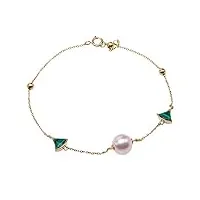jyx pearl bracelet chaîne en or 18 carats avec perles d'akoya blanches naturelles incrustées rondes et turquoise