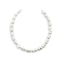 secret & you collier ras du cou de perles barocca d'eau douce de culture pour femme 42cm de long perles barocca jumelles 11-12mm avec un noeud entre chaque perle.