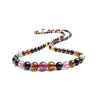 duovekt collier de tourmaline naturelle colorée pour homme et femme avec perles rondes en cristal et chaîne extensible aaaa 4,5 mm-9 mm