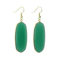 kyeygwo ovale vintage boucles d'oreilles pendantes pour femme, bohème pendants d'oreilles en pierre d'Énergie plaqué or, verre vert