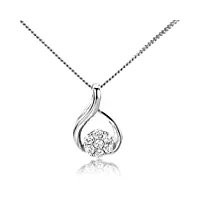 miore collier femmes chaîne avec diamants en or blanc 9 karat / 375 or pendentif diamants brillant 0.10 carat, longueur 45 cm bijoux