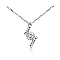 miore collier femmes chaîne avec diamants en or blanc 9 karat / 375 or pendentif diamants brillant 0.10 carat, longueur 45 cm bijoux