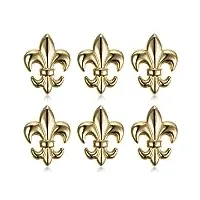 bobijoo jewelry - lot de 6 pin's epingle broche pins fleur de lys patriote laiton doré or 22x16mm