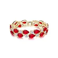 ever faith® femme bracelet double rangs goutte d'eau cristal autrichien strass parure vintage bijoux mariage soirée fond d'or rouge
