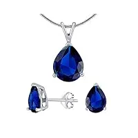 silvego jjjs4tm5 – parure de bijoux femme - argent 925/1000 - cristal bleu - goutte