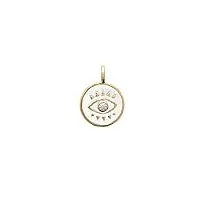 tata gisèle © pendentif en plaqué or, email blanc et oxydes de zirconium - oeil de turquie - sachet cadeau velours offert