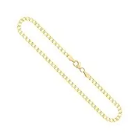 edelind chaîne maille gourmette en or jaune 333/1000, 55 cm,3,1 mm avec fermoir mousqueton - cadeau original pour homme
