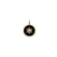 tata gisèle © pendentif en plaqué or, email noir - etoile soleil - sachet cadeau velours offert
