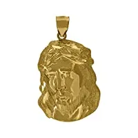 pendentif religieux unisexe en or jaune 10 carats texturé jésus christ – mesure 43,6 x 23,2 mm de large – qualité supérieure à l'or 9 carats
