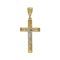 pendentif en forme de croix en or bicolore 10 carats - pour homme et femme - taille 49,9 x 30,1 - qualité supérieure à l'or 9 carats