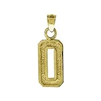 pendentif en or 10 carats unisexe 0 zéro hauteur 23,5 mm largeur 8,1 mm or de qualité supérieure à l'or 9 carats