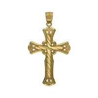 pendentif religieux unisexe en forme de croix en or 10 carats hauteur 37,9 mm largeur 21,6 mm qualité supérieure à l'or 9 carats