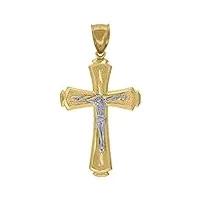 pendentif crucifix en or 10 carats bicolore pour homme croix dc 54,8 mm x 29,1 mm
