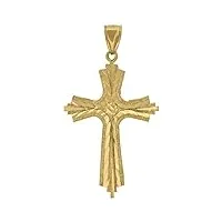 pendentif religieux unisexe en or jaune 10 carats - croix étincelante - qualité supérieure à l'or 9 carats