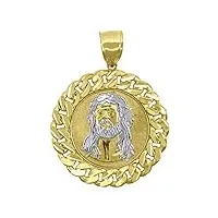 pendentif en or bicolore 10 carats pour homme/femme motif jesus christ dimensions 45 x 31,30 mm or de qualité supérieure à l'or 9 carats