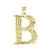 collier avec pendentif lettre b en or 10 carats pour homme 46 mm x 23,7 mm