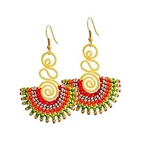 boucles d'oreilles boho pour femmes et filles - bijoux faits main pour un look hippie, idéal pour des tenues vertes, bleues, noires ou rouges, boucles d'oreilles dorés, cadeau