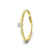 miore bague femme bague de fiançailles solitaire avec diamant 0.07 ct en or jaune 9 carat / 375 or, bijoux