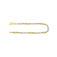 edelind bracelet chaîne maille torsade en or blanc et jaune bicolore 333/1000 21 cm,2,9 mm avec fermoir mousqueton - bijoux pour homme ou femme