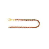 edelind bracelet chaîne maille corde creuse en or blanc et jaune bicolore 585/1000 23 cm,3,3 mm avec fermoir mousqueton - bijoux pour homme ou femme