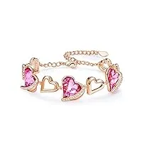 cde bracelet femme de luxe pétillant agrémenté de cristaux bracelet en or rose cadeau de fête des mères pour elle(pink, plaqué or)