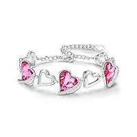 cde bracelets pour les femmes de luxe pétillant agrémenté de cristaux bracelet en or rose cadeau de fête des mères pour elle(rouge, rose,plaqué or)