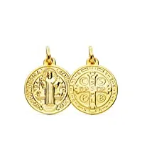 pendentif scapulaire moine saint-benoît or jaune 18 carats médaille 18 mm