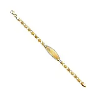 bracelet d'identification ovale en or jaune et blanc 14 carats pour garçons et filles