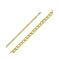 bracelet gourmette creux en or jaune 14 carats de 4,9 mm - cadeau pour femme - 20 cm, métal